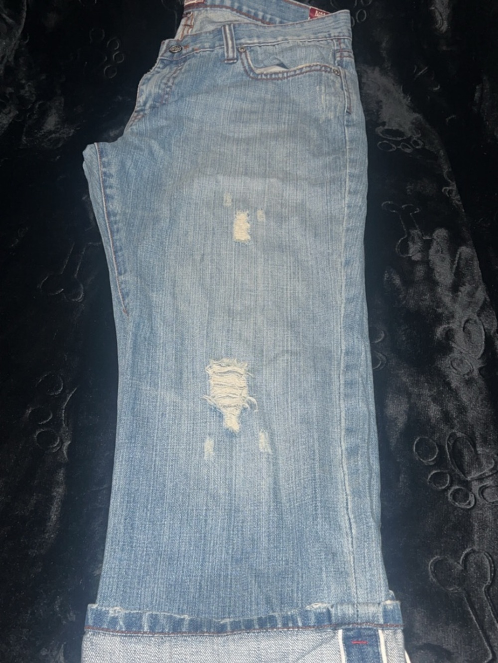 Light Wash Distressed Straight-Leg Jeans
